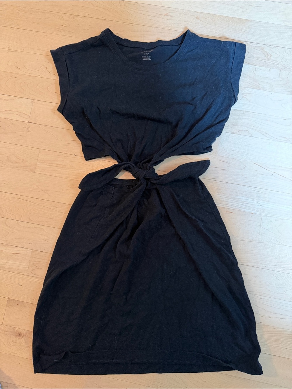 aerie Black Tie-Front Mini Dress
